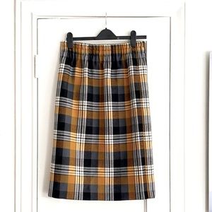 NWOT Dries Van Noten Checkered Wool Midi Skirt